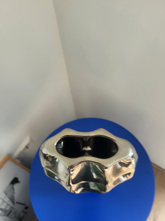 Image 1 of Vaso vintage in cromo e argento, stile spaziale.