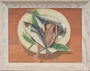 Cubist Still life, Fish Supper, Acrylic and Oil on board, Modern Style, Signed