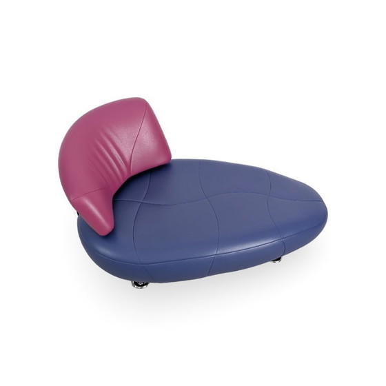Image 1 of 2 chaises longues Leolux Kikki, canapé en cuir rose et bleu
