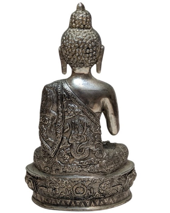 Nepalese Buddha in Abhaya Mudra – Late 19th/Early 20th Century – Sculpture, Metal, Copper (photo 5 of 10)
