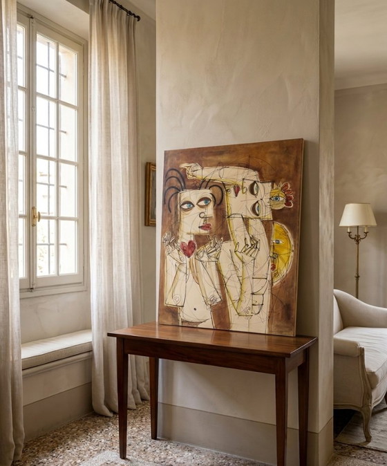 Image 1 of Large oil painting on canvas, Spanish Post-Cubist School, 1900s