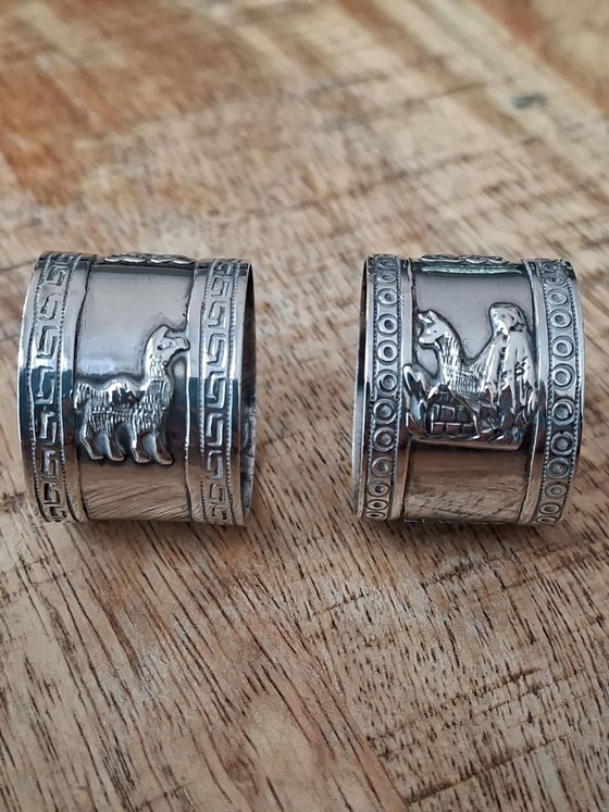 Anelli portatovaglioli peruviani in argento fatti a mano di metà secolo – Set di 2 – Accessori da tavola (photo 2 of 7)