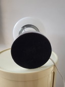 Lampe champignon, style vintage, chrome et verre blanc mat