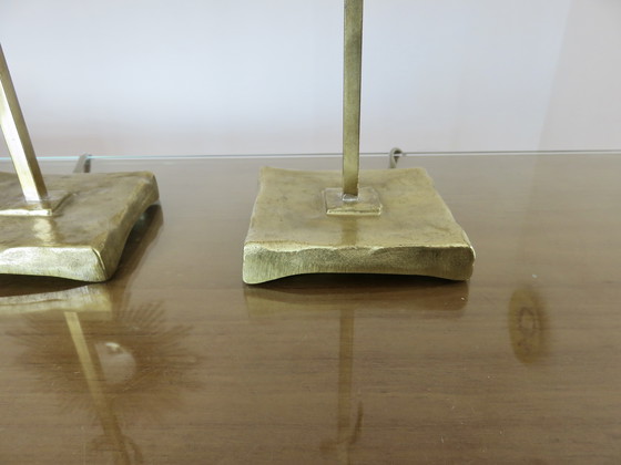 Image 1 of Paar verguld messing lampen, Frankrijk, 1970