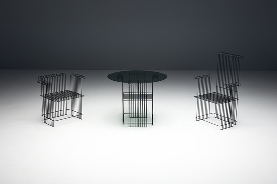 Image 1 of Modernistisches Gartenset aus Metalldraht, Frankreich, 1970er Jahre