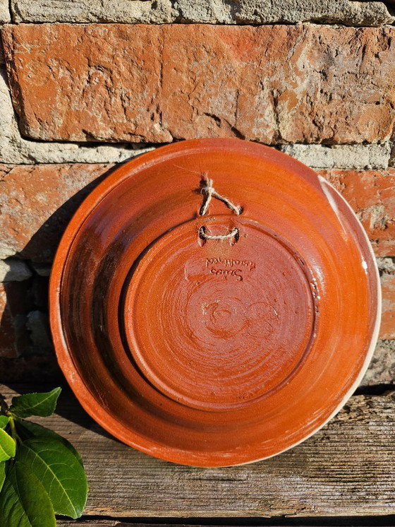 Image 1 of Wall Plate Folk Art Pottery Made by Imre Szűcs (1948-) a Well Known Hungarian Ceramic Artist | Vintage Handmade Hand-Painted