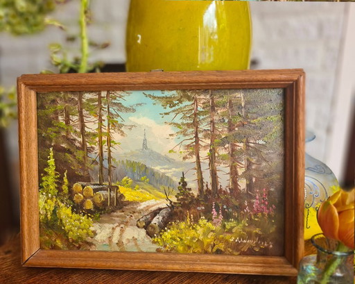 Landelijk bloemrijk schilderij van de impressionistische schilder Prof. August A. Wendehals.