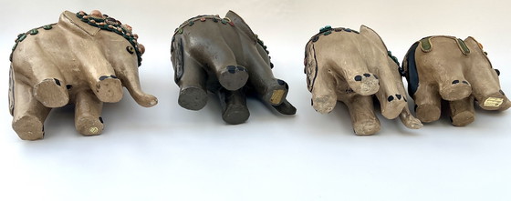 Image 1 of Four handmade elephant figurines – Brazil – folk art – 20th century