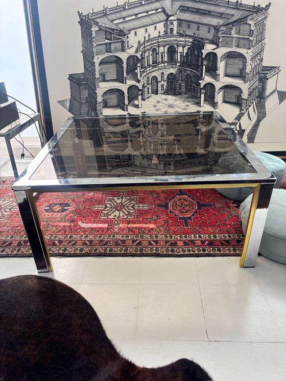 Vintage Koffietafel In De Willy Rizzo Stijl – Salontafels, Glass, Metal (photo 5 of 5)