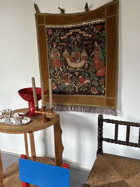 Image 1 of Antique looped tapestry "Barques des Amours"