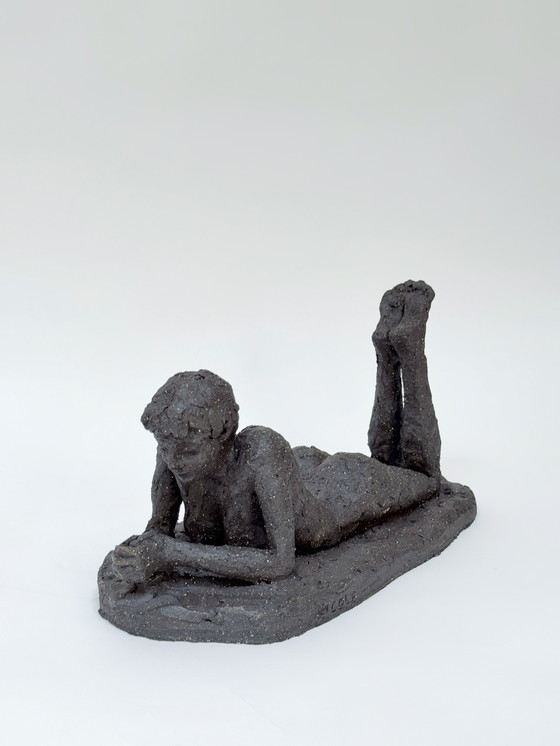Image 1 of Yolande Ide (1931) - Terracotta Sculpture: “A Lying Woman”