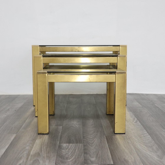Image 1 of Tris tavolini ottone Hollywood Regency 1970 Design Modernariato