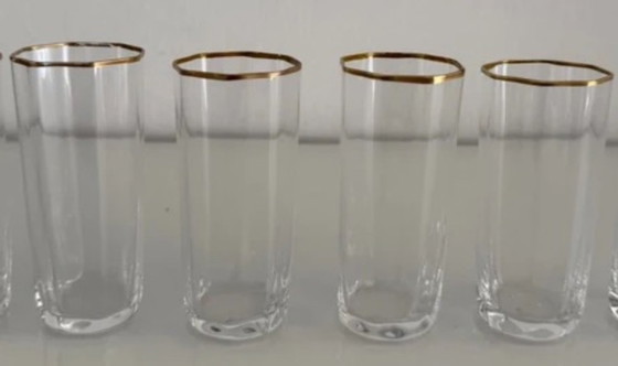Image 1 of Set van 4 achthoekige Venini-glazen uit de jaren 60/70.