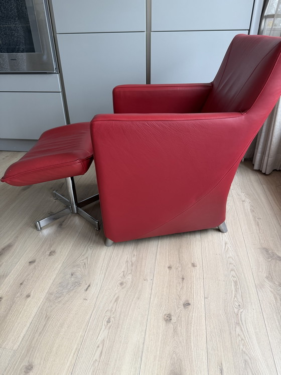 Image 1 of Leolux Dolcinea rood leer met hocker