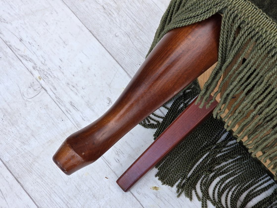 Image 1 of 1970er Jahre, dänischer Beistellstuhl, grüner Möbelvelours, Beine aus Buchenholz.