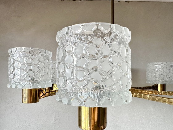 Vintage Brutalistische Kroonluchter – Glass, Metal (photo 9 of 15)