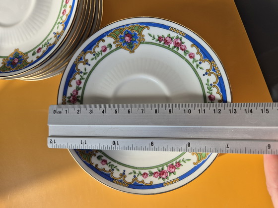 Image 1 of Servizio da tè vintage in porcellana di Limoges - T.L.B. Francia - 1950 ca - Floreale e oro