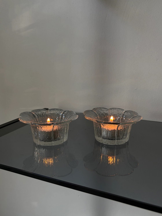 Set van 2 vintage Holmegaard theelichthouders van Sidse Werner – Werner (Sidse), Kandelaars en kaarsen, Glass (photo 3 of 4)