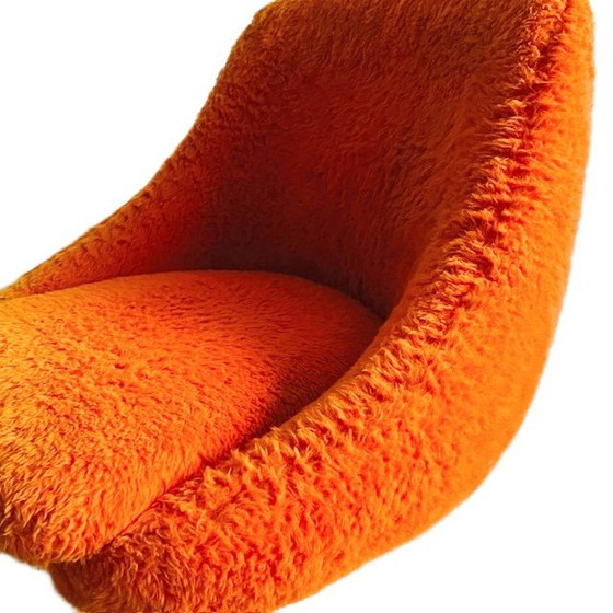 Image 1 of Vintage space age armchair orange teddy FM 1970's
