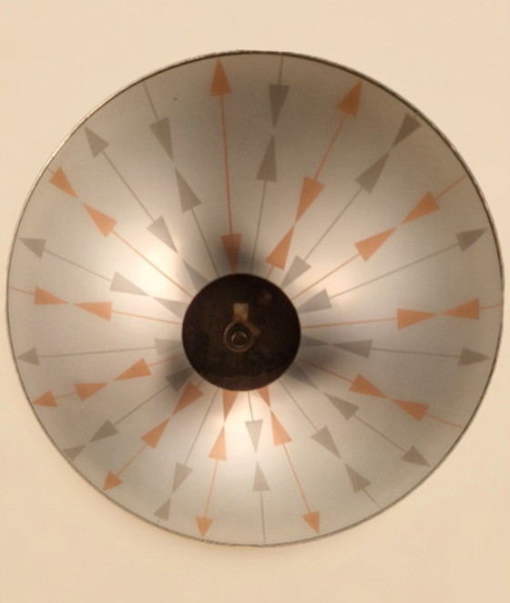 Image 1 of Vintage Czech Brussels Style Pendant Lamp – Atomic Arrow Glass – Žukov, 1960s