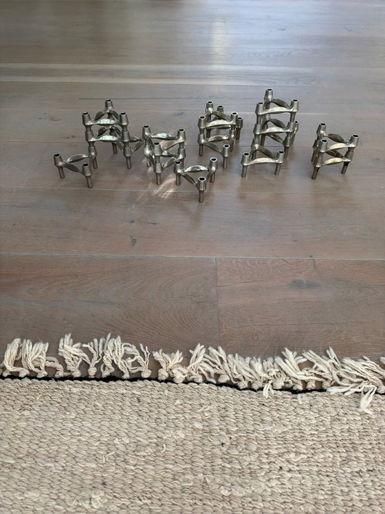 Bougeoirs vintage stoff nagel, stoff nagel kandelaars, Bougeoirs et chandeliers, Métal, Chrome, Argenté (photo 4 sur 5)