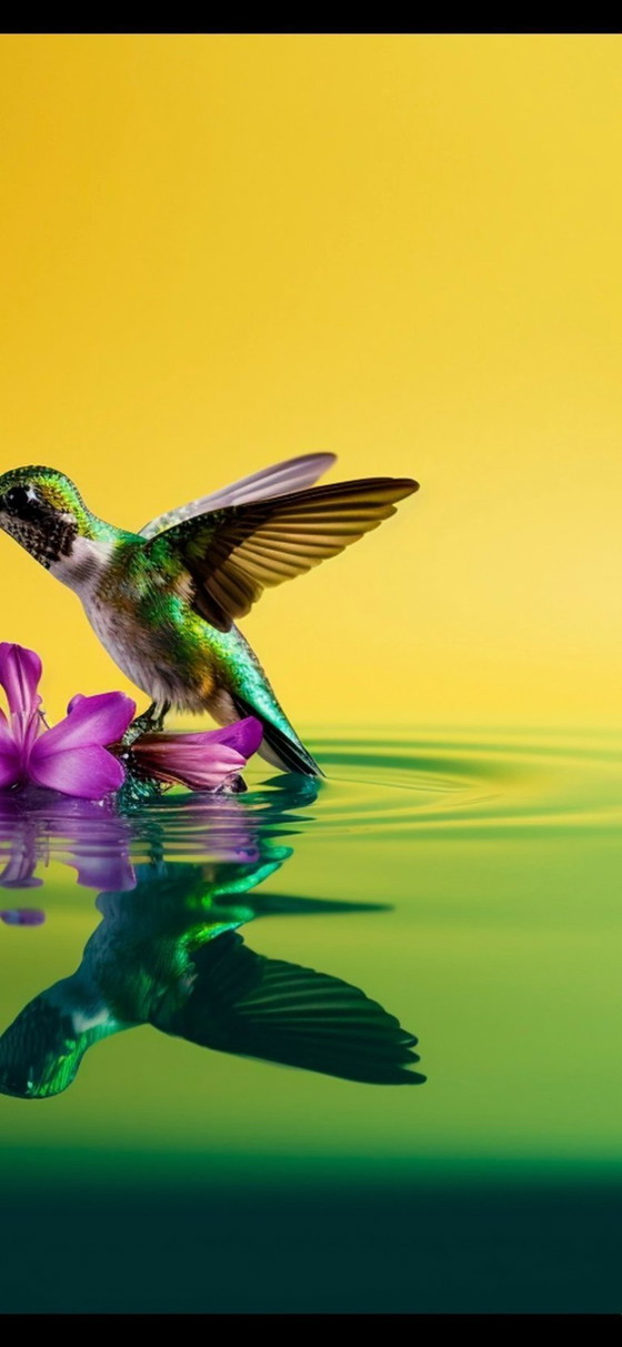 Image 1 of Eric LESPINASSES - Colorful Hummingbird - Artist's Lithograph