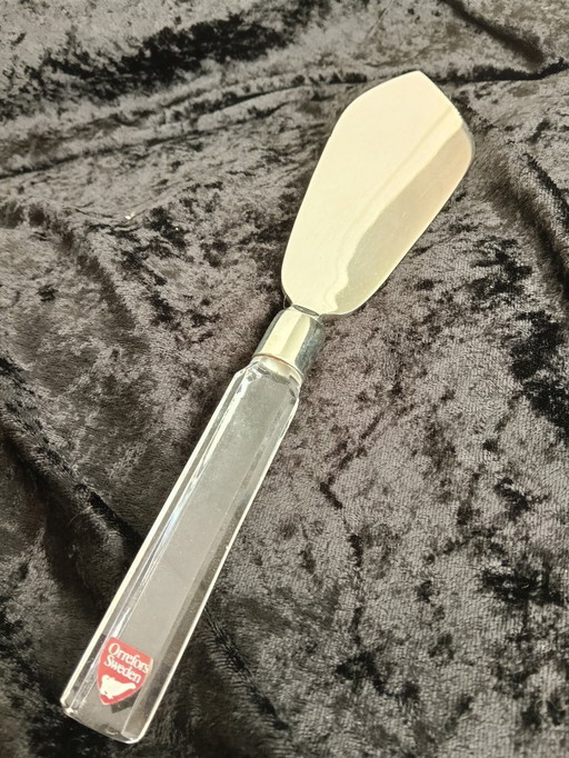 Pelle à gâteau de qualité Orrefors Suède en cristal taillé et acier inoxydable