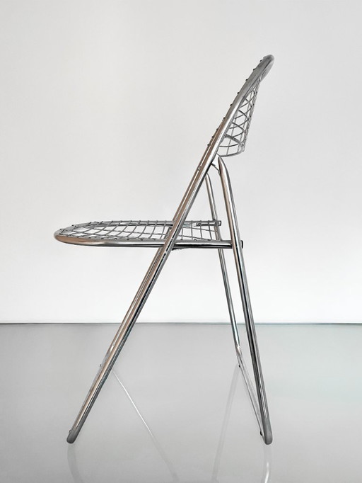 Chaise pliante vintage IKEA chrome années 80 Niels Gammelgaard Åland 