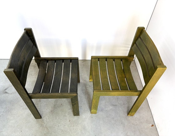 Vintage Wilkhahn stackable dining chair, green stained wood, Germany, 1970s (photo 3 of 9)