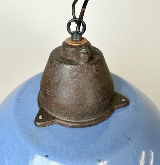 Image 1 of Industrial Blue Enamel and Cast Iron Pendant Light, 1960s