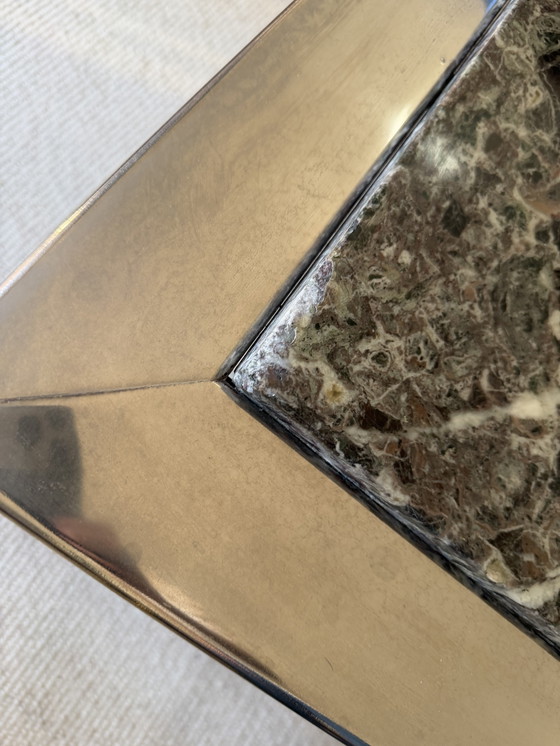 Image 1 of Table basse 1970 chrome et marble vert