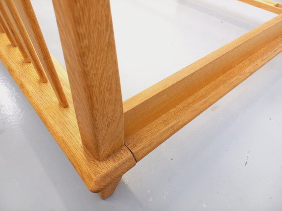 Image 1 of Vintage French double bed by Guillerme et Chambron in solid oak from the 1960s