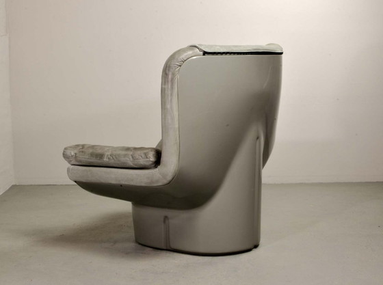 Image 1 of Llamativo sillón de cuero gris de diseño italiano diseñado por Ammanati & Vitello, Italia, década de 1970