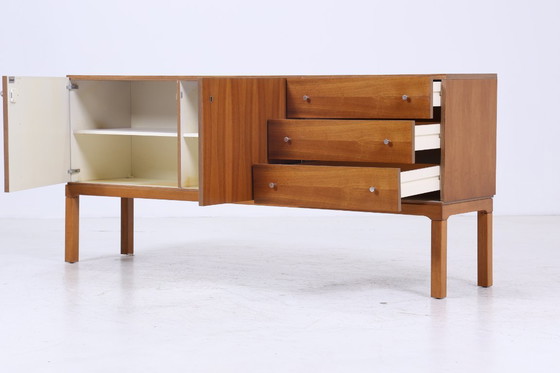 Image 1 of Vintage Noyer Palette Sideboard années 60 | Mid Century TV Board avec compartiments & tiroirs Rétro Bois de rangement #06-40