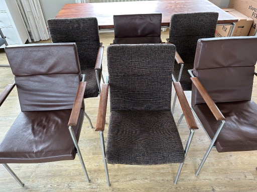 6x Harvink Dining Chairs 3 Leather and 3 Upholstered – eetkamerstoelen