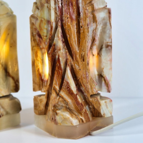 Coppia di lampade da comodino in onice – Paire de lampes de chevet en onyx, Lampade da tavolo, Stone (photo 5 of 12)