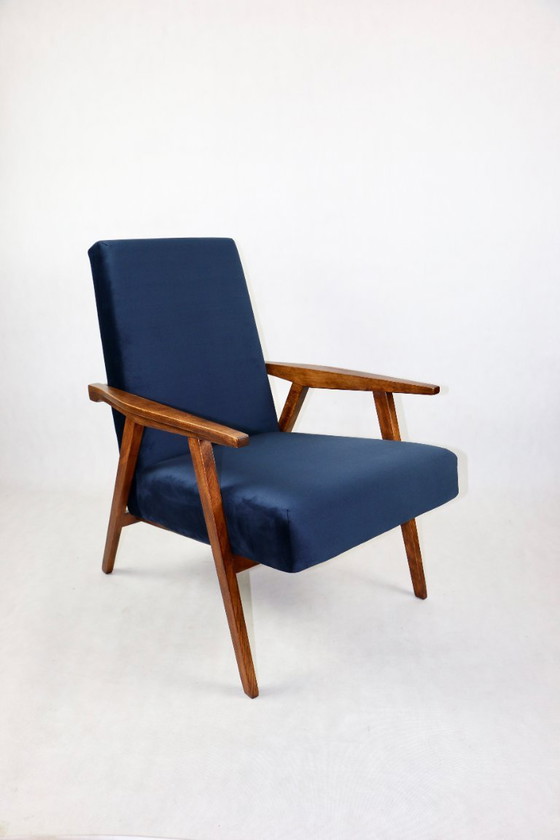 Image 1 of Vintage Loft fauteuil in marineblauw fluweel, 1970