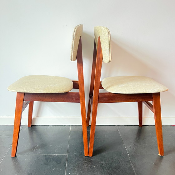 Image 1 of Chaises vintage Simpla-Lux - Lot de 2 - Design hollandais - Bois, cuir synthétique - 60s/70s