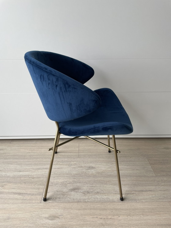 Image 1 of 2x IKER CHERI Samtstühle, marineblau mit Messingbeinen