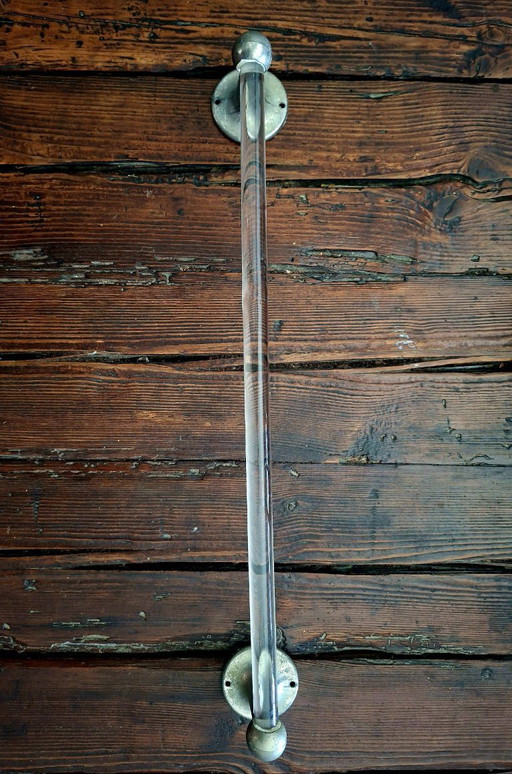 Toallero vintage de cristal macizo y metal - baño retro original años 60-70 -Funcional y decorativo