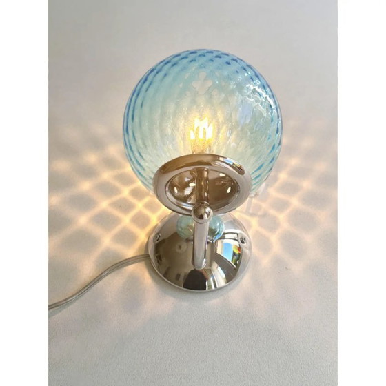 Image 1 of Sculpturale lichtblauwe "Ballotton" Murano glazen wandlampen — Set van twee