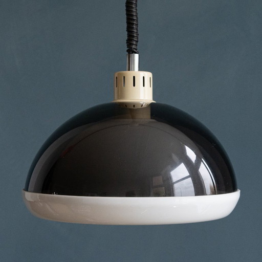 Lámpara colgante vintage de estilo espacial en gris humo y blanco