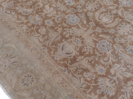 Image 1 of Vintage Ziegler Tabriz rug, brown and blue, 400 x 276 cm, for living room and dining room.