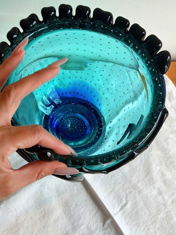 Image 1 of Grand vase original en verre de Murano – Motif visage de Picasso – Sculpture en verre d'art massif