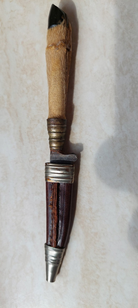 Image 1 of Coltello da caccia vintage Rehwappen Solingen con manico in zampa di cervo