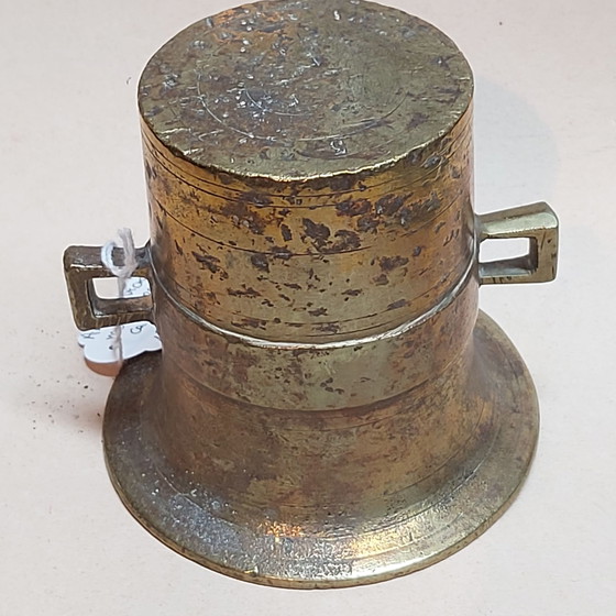 Mortier et pilon d'apothicaire allemand antique 1800, Objets déco, Bronze, Laiton, Marron (photo 6 sur 7)