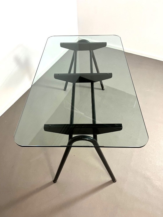 Image 1 of Industrial desk with glass top from France, 1960s
