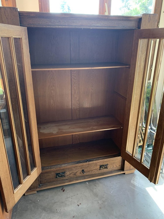 Antique Hungarian Oak Glass and Wood Cabinet – Sideboard cabinet (photo 2 of 7)