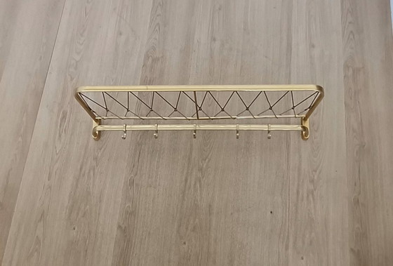 Image 1 of Fifties string coat rack with five coat hooks