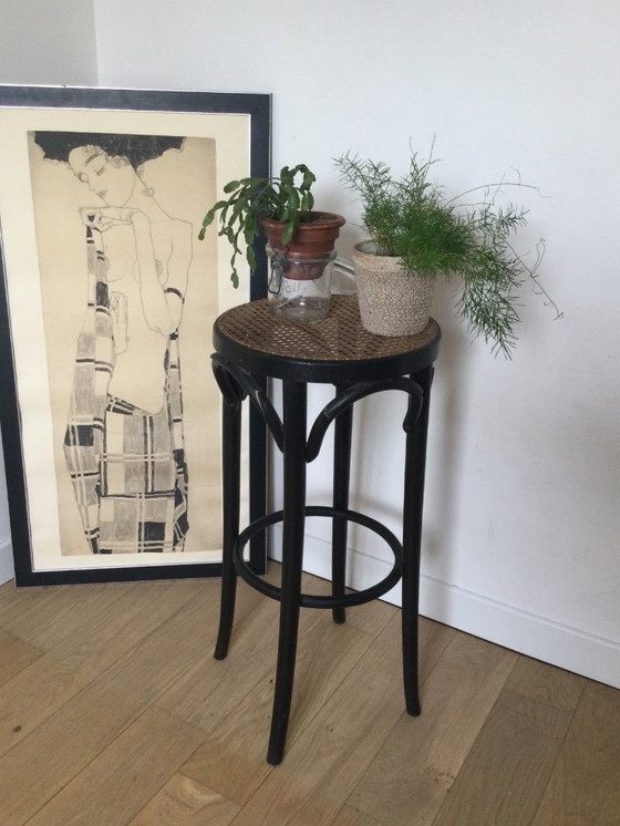 Image 1 of Antique Thonet-style high stool – caned seat